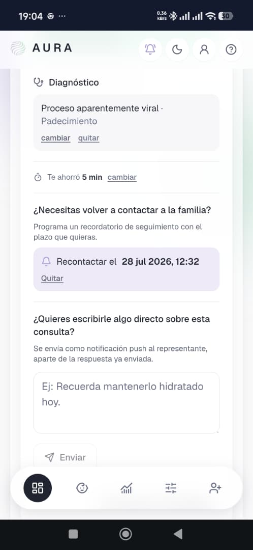 Registro de diagnóstico y recordatorio de seguimiento